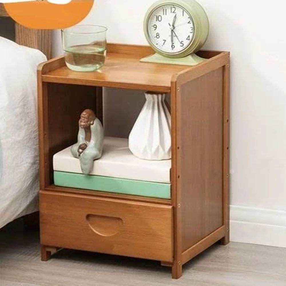 میز کنار تختی مدرن C&C Home – میز شب شیک با کشو و قفسه باز برای نگهداری وسایل اتاق خواب، 28x25x40 سانتی متر میز کنار تختی مدرن C&C Home – میز شب شیک با کشو و قفسه باز برای نگهداری وسایل اتاق خواب، 28x25x40 سانتی متر