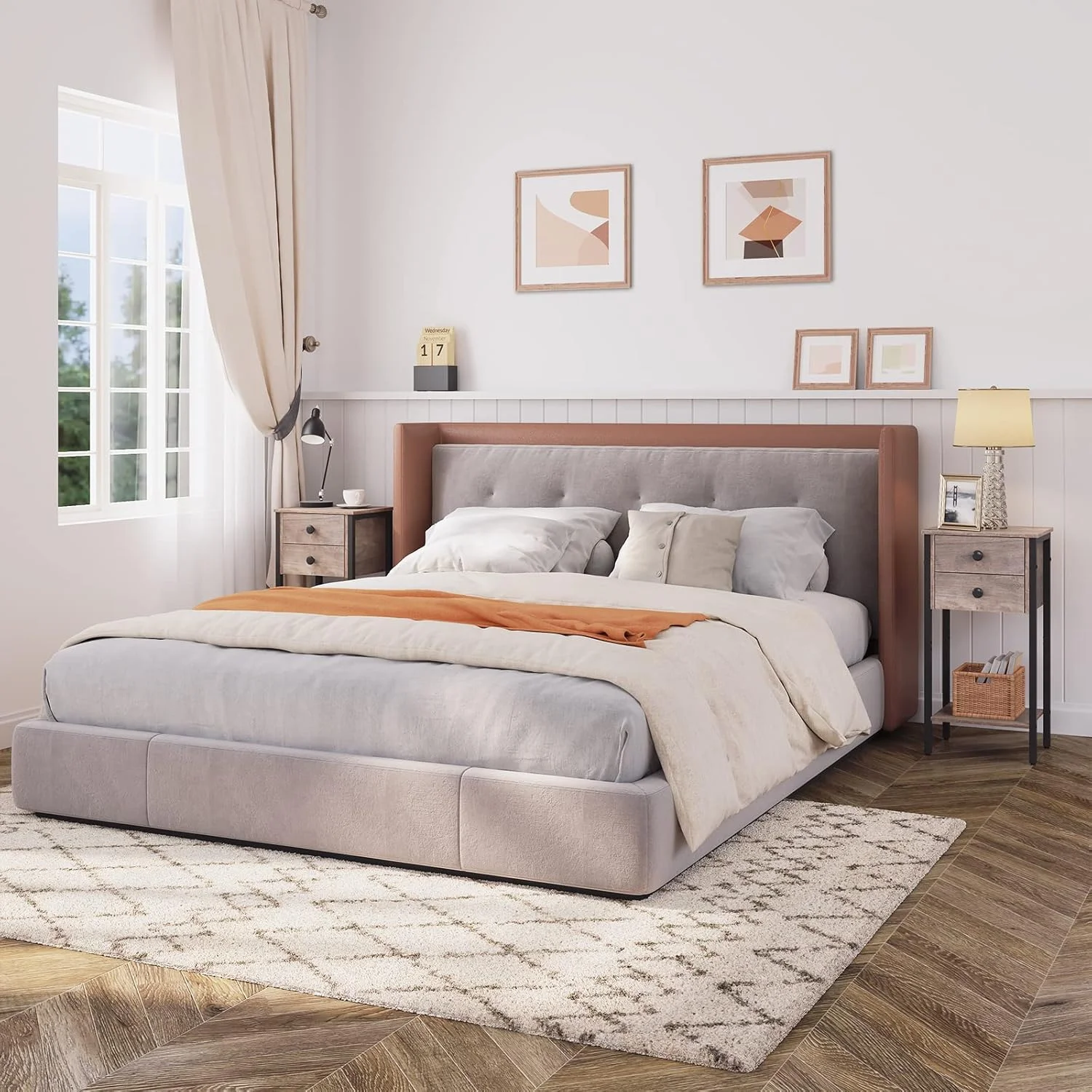 میز پاتختی بلند هووبرو، میز کنار تختی با 2 کشو و قفسه ذخیره سازی، میز تلفن صنعتی برای اتاق نشیمن، اتاق مطالعه، اتاق خواب، صرفه جویی در فضا، مونتاژ آسان، خاکستری مایل به قهوه ای و مشکی BG72BZ01 میز پاتختی بلند هووبرو، میز کنار تختی با 2 کشو و قفسه ذخیره سازی، میز تلفن صنعتی برای اتاق نشیمن، اتاق مطالعه، اتاق خواب، صرفه جویی در فضا، مونتاژ آسان، خاکستری مایل به قهوه ای و مشکی BG72BZ01