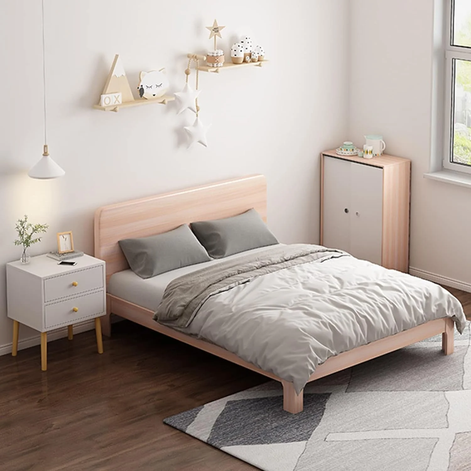 میز پاتختی چوبی مدرن HYTTER با کشو، میز کنار تختی کوچک اتاق خواب، میز عسلی سفید کنار تخت برای اتاق خواب (1 عدد، تک کشو) میز پاتختی چوبی مدرن HYTTER با کشو، میز کنار تختی کوچک اتاق خواب، میز عسلی سفید کنار تخت برای اتاق خواب (1 عدد، تک کشو)