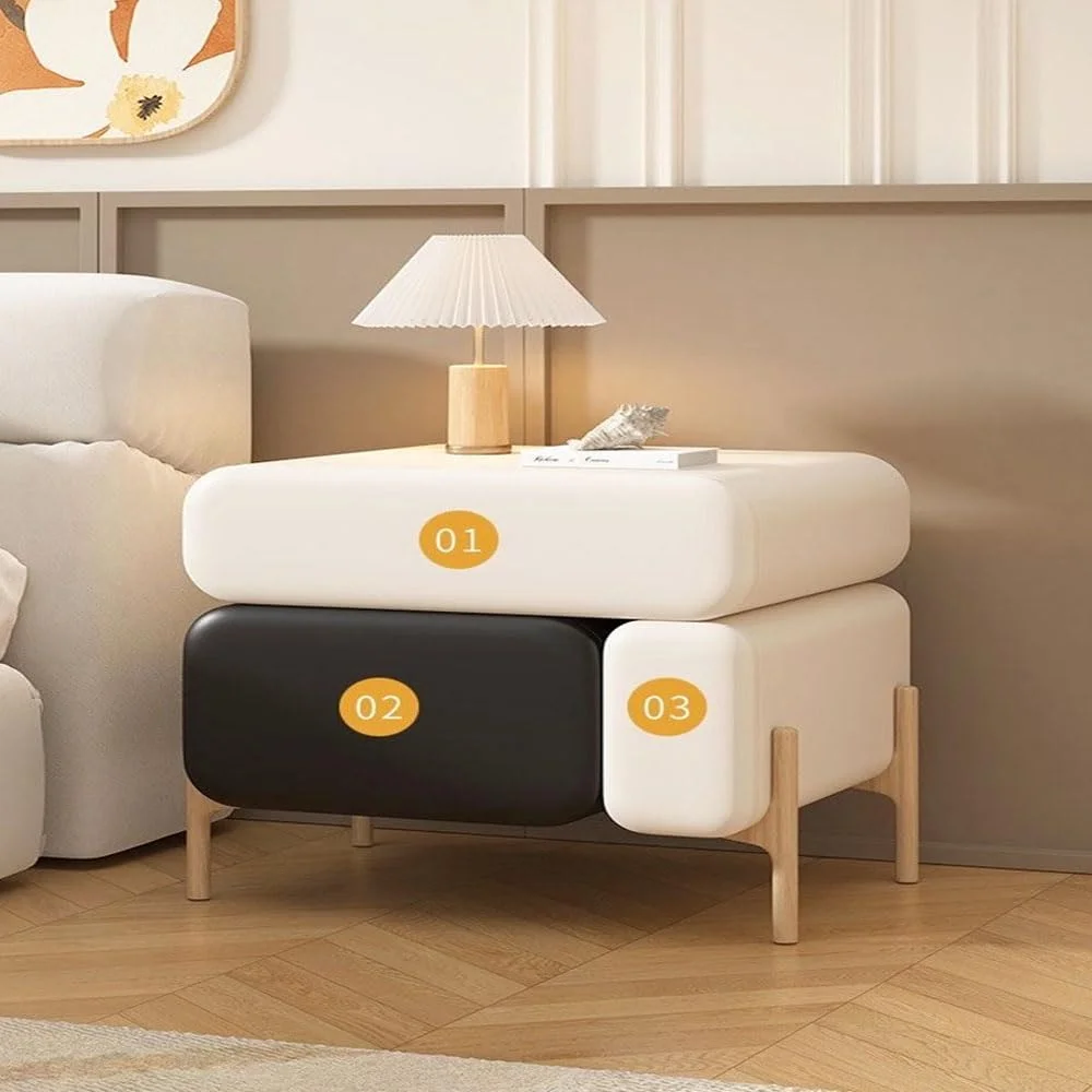 میز پاتختی سه کشو Kutis، مونتاژ شده، میز کنار تختی چند منظوره با گوشه های گرد و روکش چرمی، کابینت مدرن اتاق خواب 50x40x50 سانتی متر. میز پاتختی سه کشو Kutis، مونتاژ شده، میز کنار تختی چند منظوره با گوشه های گرد و روکش چرمی، کابینت مدرن اتاق خواب 50x40x50 سانتی متر.