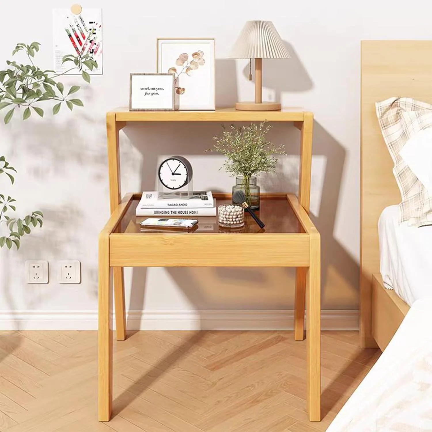 میز پاتختی مدرن اواسط قرن KEPFITESE - میزهای عسلی بوهو با تزیین شیشه بامبو - میزهای قهوه خوری وینتیج برای اتاق نشیمن، فضاهای کوچک و اتاق خواب (بژ) میز پاتختی مدرن اواسط قرن KEPFITESE - میزهای عسلی بوهو با تزیین شیشه بامبو - میزهای قهوه خوری وینتیج برای اتاق نشیمن، فضاهای کوچک و اتاق خواب (بژ)