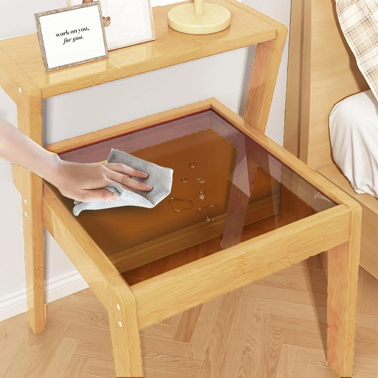 میز پاتختی مدرن اواسط قرن KEPFITESE - میزهای عسلی بوهو با تزیین شیشه بامبو - میزهای قهوه خوری وینتیج برای اتاق نشیمن، فضاهای کوچک و اتاق خواب (بژ) میز پاتختی مدرن اواسط قرن KEPFITESE - میزهای عسلی بوهو با تزیین شیشه بامبو - میزهای قهوه خوری وینتیج برای اتاق نشیمن، فضاهای کوچک و اتاق خواب (بژ)