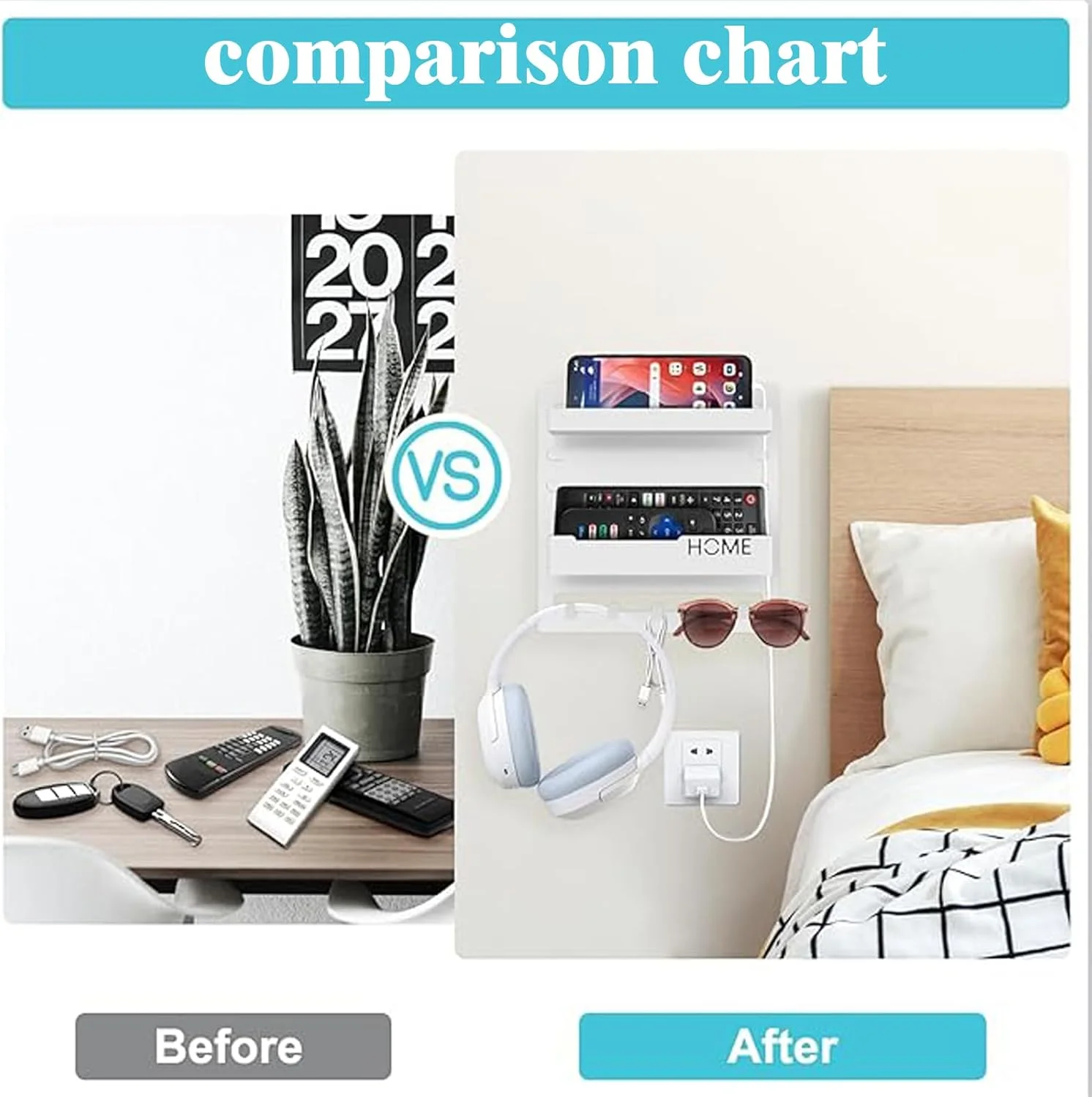 شلف شناور KUKUMAJI برای سازماندهی لوازم جانبی کنار تخت، نصب دیواری با چسب خودکار، دکوراسیون زیبای اتاق، وسایل جالب برای نگهداری و سازماندهی اتاق خواب، شلف کنار تختی دیواری