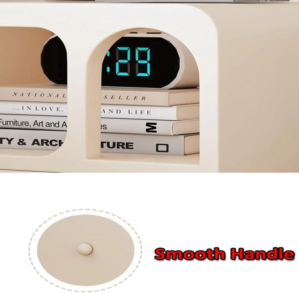 میز پاتختی چند منظوره گوشه گرد Kutis با طراحی خلاقانه - میز کنار تختی با دستگیره صاف و کشوی جلوی شیشه ای شفاف - میز عسلی مدرن برای اتاق خواب، اتاق نشیمن 50x35x55 سانتی متر میز پاتختی چند منظوره گوشه گرد Kutis با طراحی خلاقانه - میز کنار تختی با دستگیره صاف و کشوی جلوی شیشه ای شفاف - میز عسلی مدرن برای اتاق خواب، اتاق نشیمن 50x35x55 سانتی متر