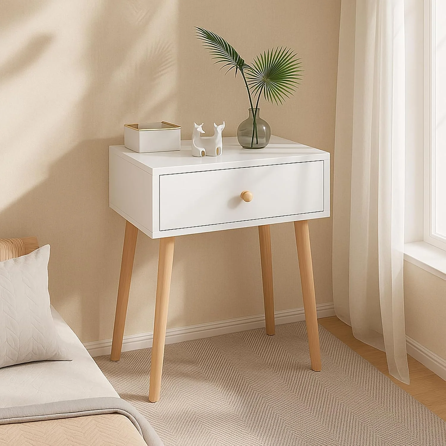 میز پاتختی OYDAS برای اتاق خواب، میز کنار تختی کوچک مدرن با کشو، میز باریک کنار تخت با قفسه نگهداری باز، میز انتهایی برای اتاق خواب/اتاق نشیمن/خوابگاه میز پاتختی OYDAS برای اتاق خواب، میز کنار تختی کوچک مدرن با کشو، میز باریک کنار تخت با قفسه نگهداری باز، میز انتهایی برای اتاق خواب/اتاق نشیمن/خوابگاه