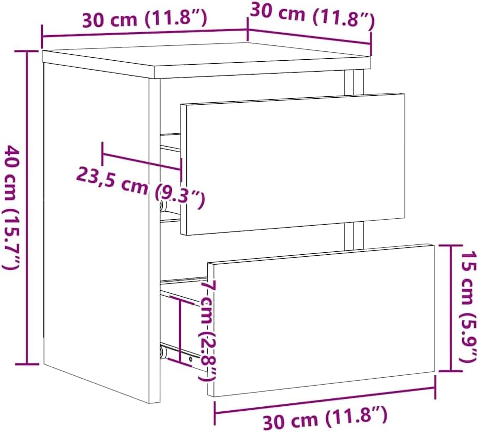 ویداایکس ال 2 عدد میز کنار تختی، پایه تلفن، میز شب، کابینت کشو دار تخت، میز عسلی، مبلمان چوبی مهندسی شده مشکی ویداایکس ال 2 عدد میز کنار تختی، پایه تلفن، میز شب، کابینت کشو دار تخت، میز عسلی، مبلمان چوبی مهندسی شده مشکی
