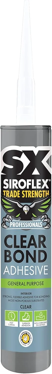 چسب ساختمانی شفاف و قوی Siroflex SX Trade Strength MS، چند منظوره، بر پایه فناوری هایبریدی، بدون ایزوسیانات، برای کاربردهای داخلی، حجم 290 میلی لیتر، رنگ شفاف