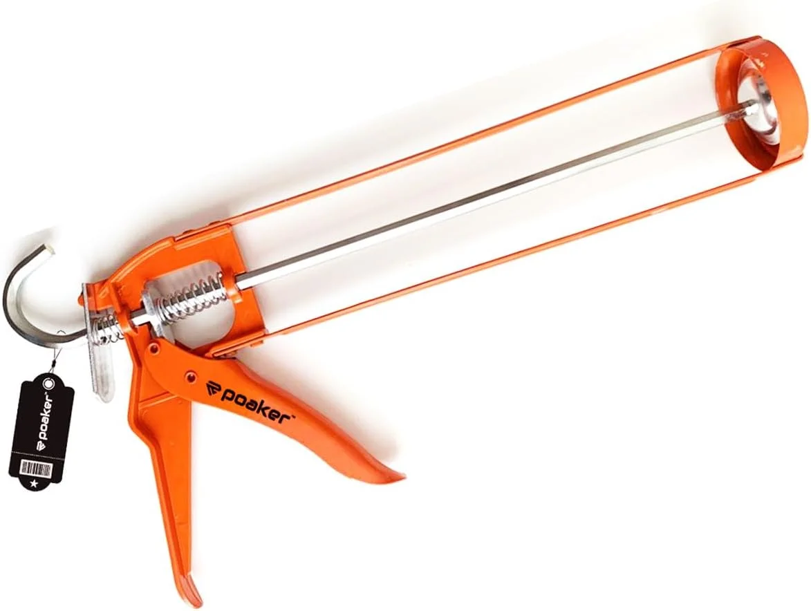 تفنگ چسب سیلیکونی پوکر با ساختار بادوام، طراحی آسان برای استفاده و دستگیره راحت برای استفاده دقیق از درزگیرها و چسب ها - نارنجی (1 عدد)