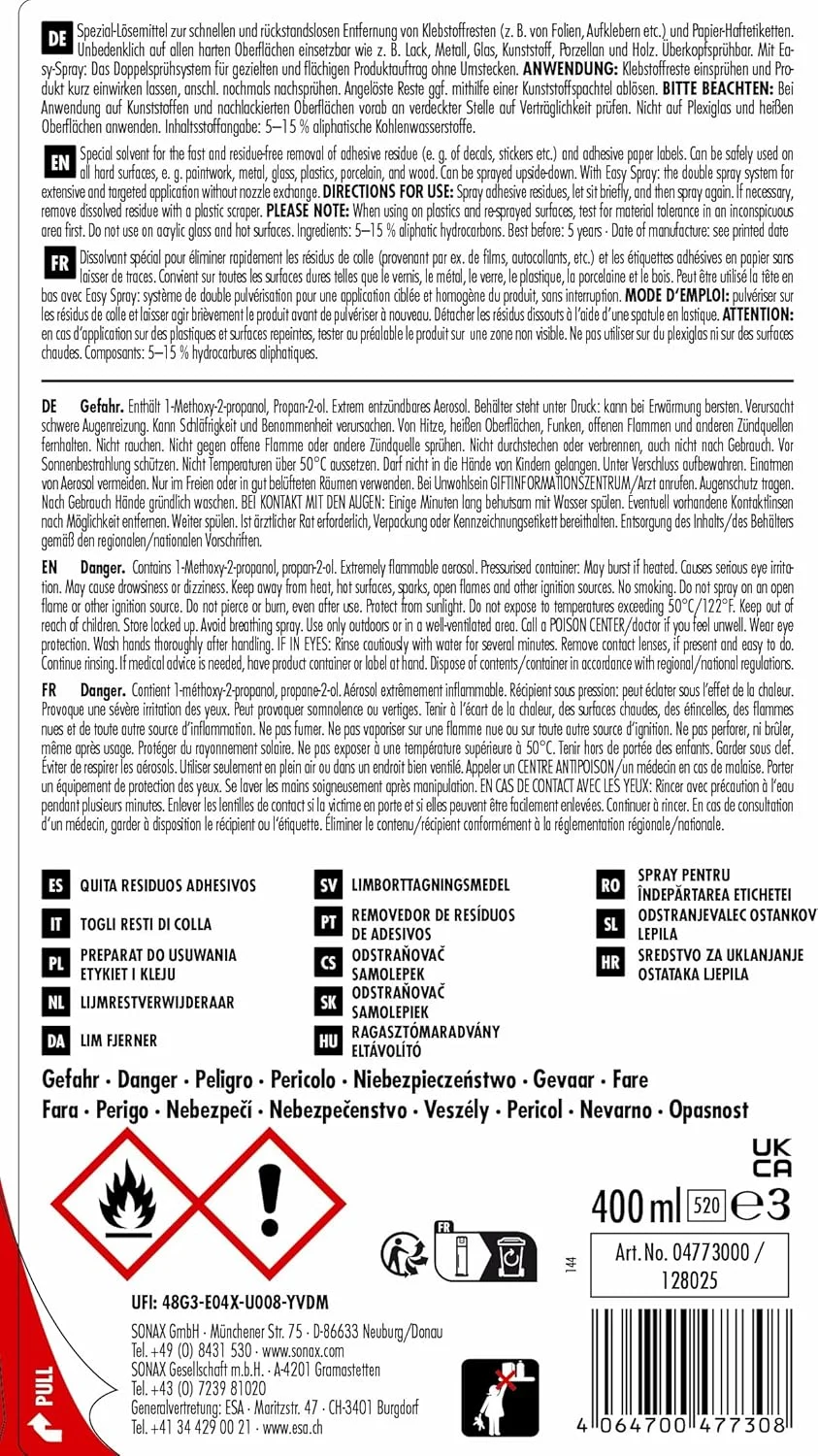 محلول پاک کننده بقایای چسب سوناکس با ایزی اسپری (400 میلی لیتر)