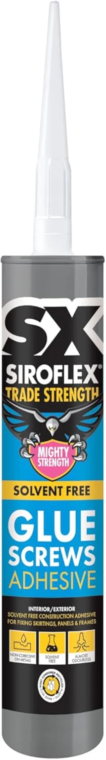 چسب پیچی ساختمانی بدون حلال با قدرت تجاری Siroflex SX، بر پایه پلیمرهای اکریلیک، چسبندگی به اکثر سطوح ساختمانی، جایگزین میخ و پیچ، سایز 310 میلی لیتر، رنگ بی رنگ