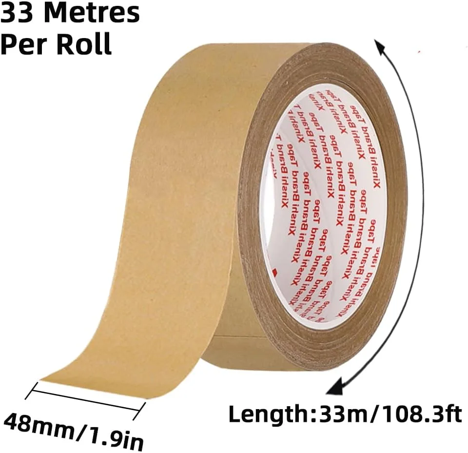 نوار چسب کاغذی بسته بندی skycabin، نوار بسته بندی کرافت سازگار با بازیافت، بسته 3 عددی نوار کاغذی کرافت قهوه ای برای جعبه های اسباب کشی، جعبه های بسته بندی، کارتن های حمل و نقل و پلمپ کارتن، 3 رول 2 اینچی در 108 فوت