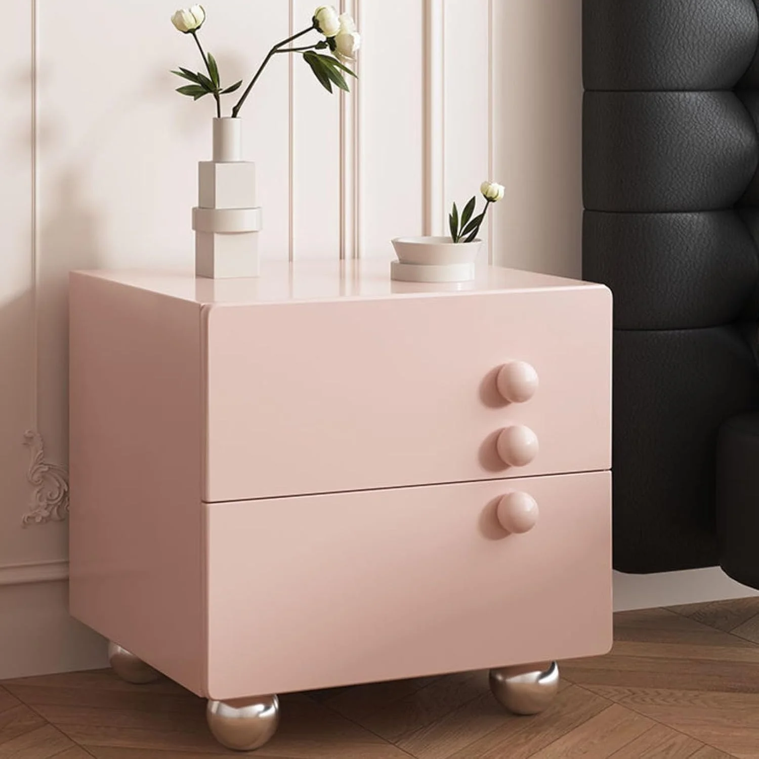 میز پاتختی مدرن چوبی WEIDPHL، صورتی، بزرگ، میز کنار تختی به سبک کرم، میز پاتختی با 2 کشو و پایه های کابینت توپی، میز لهجه چوبی، کنار تخت برای اتاق خواب، آشپزخانه، اتاق نشیمن میز پاتختی مدرن چوبی WEIDPHL، صورتی، بزرگ، میز کنار تختی به سبک کرم، میز پاتختی با 2 کشو و پایه های کابینت توپی، میز لهجه چوبی، کنار تخت برای اتاق خواب، آشپزخانه، اتاق نشیمن