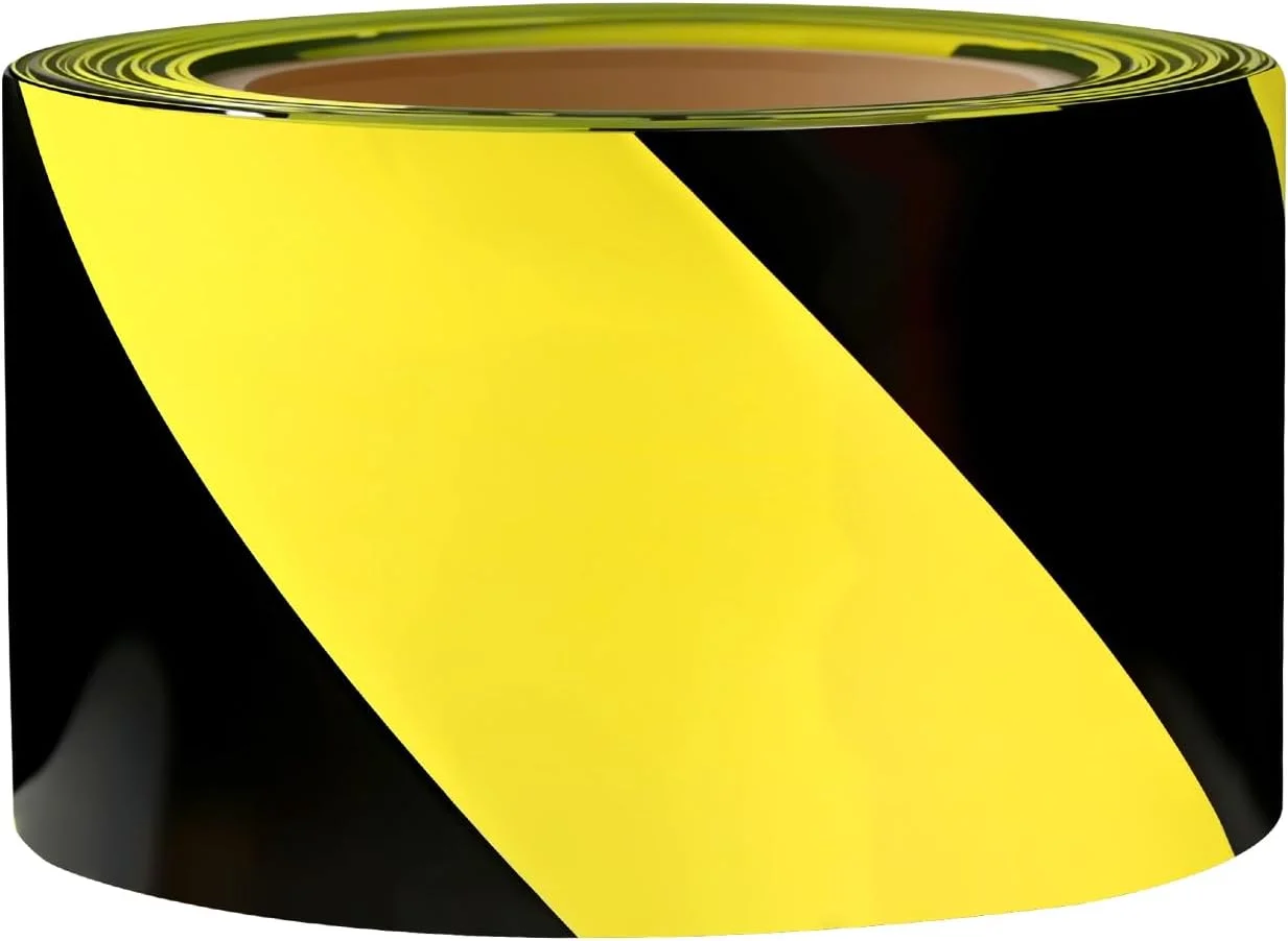 نوار خطر زرد و مشکی TopSoon، عرض ۷ سانتی‌متر، طول ۲۰۰ متر، نوار حریم غیر چسبنده برای ساخت و ساز