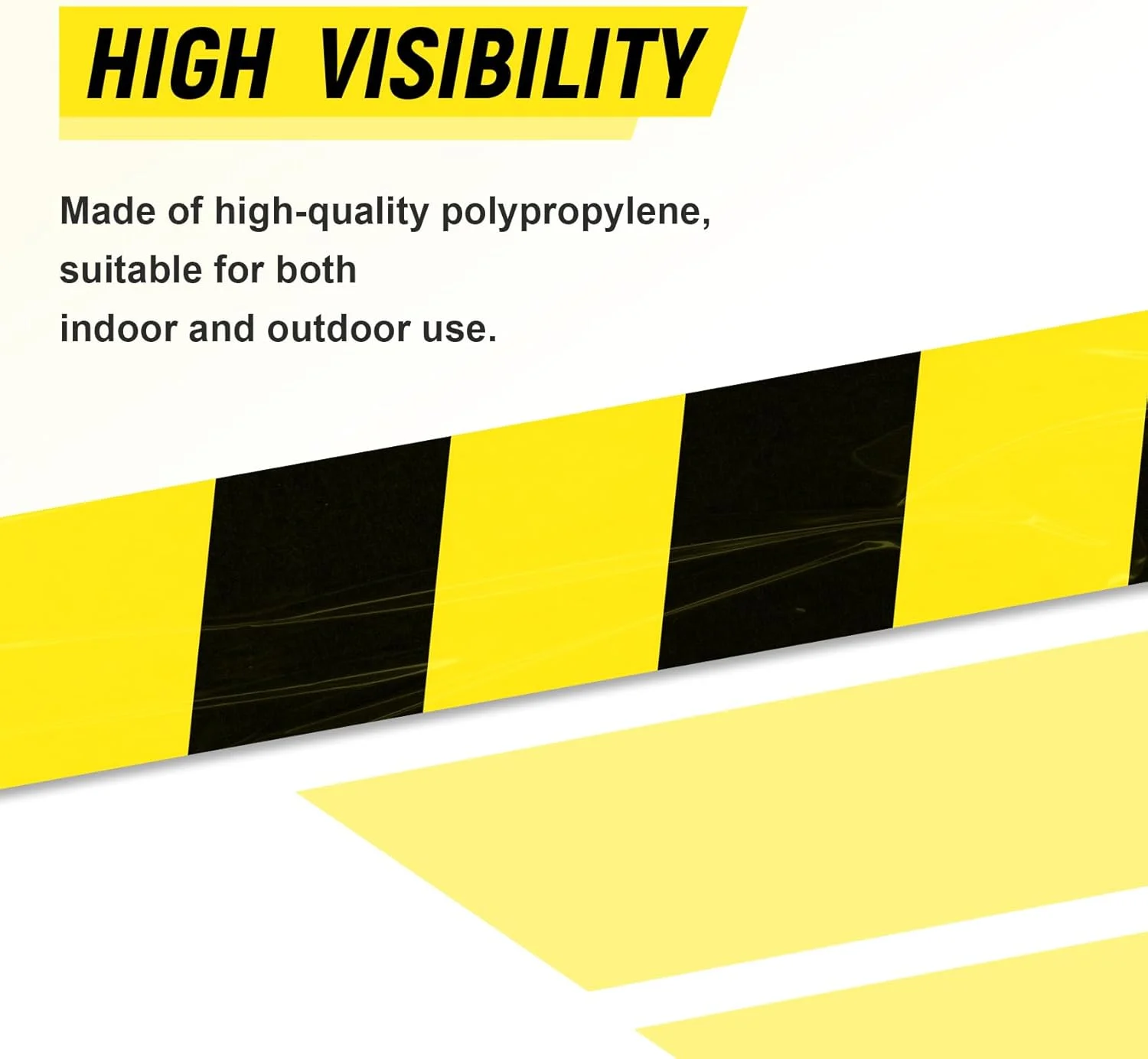 نوار خطر زرد و مشکی TopSoon، عرض ۷ سانتی‌متر، طول ۲۰۰ متر، نوار حریم غیر چسبنده برای ساخت و ساز