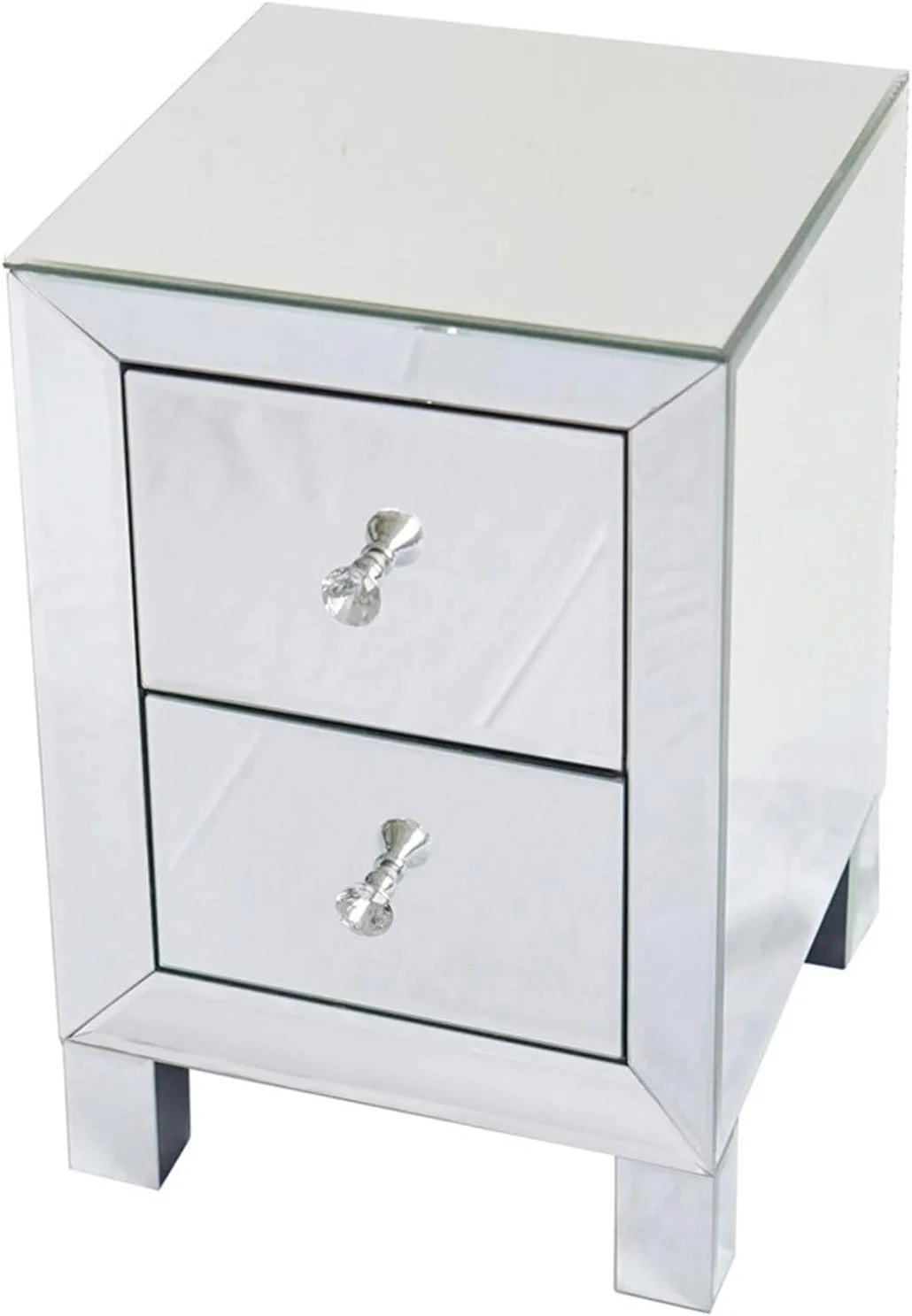 میز پاتختی WMGSDWB مدرن و معاصر آینه ای با 2 کشو، میز کنار تختی، میز عسلی برای اتاق خواب، نقره ای میز پاتختی WMGSDWB مدرن و معاصر آینه ای با 2 کشو، میز کنار تختی، میز عسلی برای اتاق خواب، نقره ای