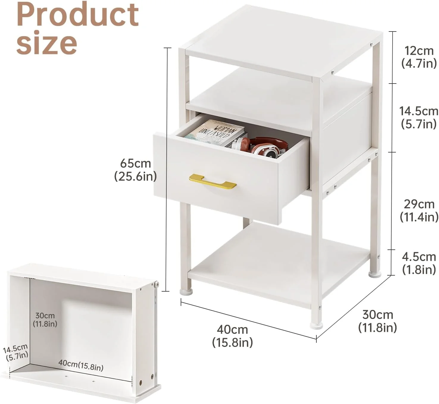 میز پاتختی مدرن Yoqiren، میز کنار تختی با کشو، میز کنار تختی سفید با قاب طلایی، میز کوچک 3 طبقه برای نگهداری وسایل اتاق نشیمن، اتاق خواب میز پاتختی مدرن Yoqiren، میز کنار تختی با کشو، میز کنار تختی سفید با قاب طلایی، میز کوچک 3 طبقه برای نگهداری وسایل اتاق نشیمن، اتاق خواب