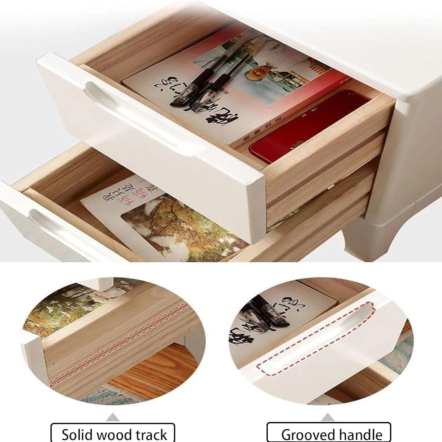 میز کنار تختی چوبی YQMHEZ، میز کنار تخت، کابینت کنار تخت با 3 کشو، میزهای باریک کنار تخت برای اتاق خواب/اتاق نشیمن (سفید، 20 سانتی متر) میز کنار تختی چوبی YQMHEZ، میز کنار تخت، کابینت کنار تخت با 3 کشو، میزهای باریک کنار تخت برای اتاق خواب/اتاق نشیمن (سفید، 20 سانتی متر)