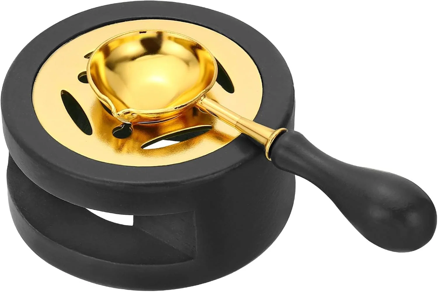 گرمکن موم مهر و لاک، ابزار ذوب موم مهر و لاک، اجاق گاز ذوب موم، کیت موم مهر و لاک با قاشق موم مهر و لاک برای ذوب مهره های موم مهر و لاک یا چوب های موم مهر و لاک (مشکی)