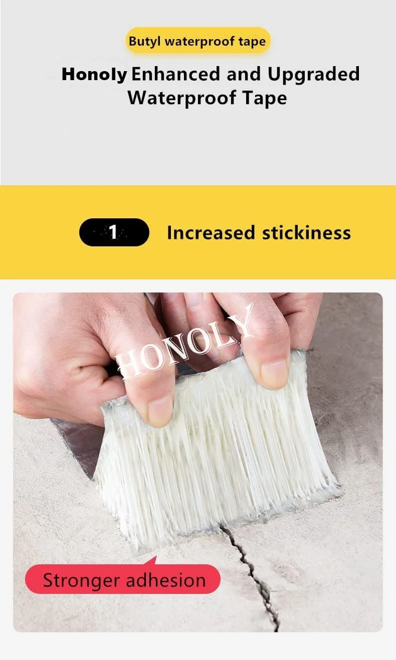 نوار آلومینیومی ضد آب تعمیر نشتی Honoly، نوار آب بندی برای نشتی لوله، راه حل نشتی آب سقف، نوار چسب ضد آب، نوار لاستیکی بوتیل (5 سانتی متر × 5 متر) (بسته 1 عددی)