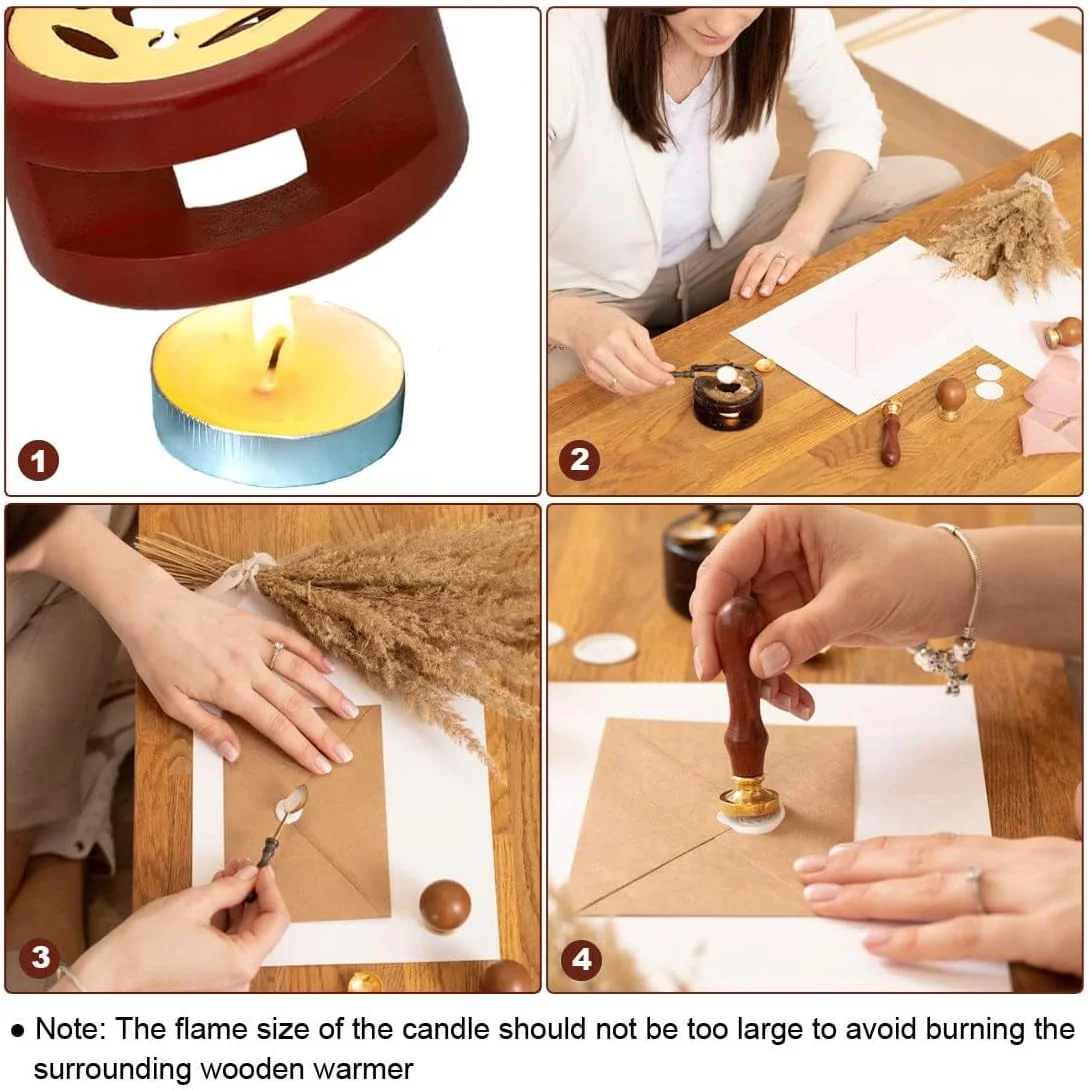 گرمکن موم مهر و لاک، ابزار ذوب موم مهر و لاک، اجاق گاز ذوب موم، کیت موم مهر و لاک با قاشق موم مهر و لاک برای ذوب مهره های موم مهر و لاک یا چوب های موم مهر و لاک (مشکی)