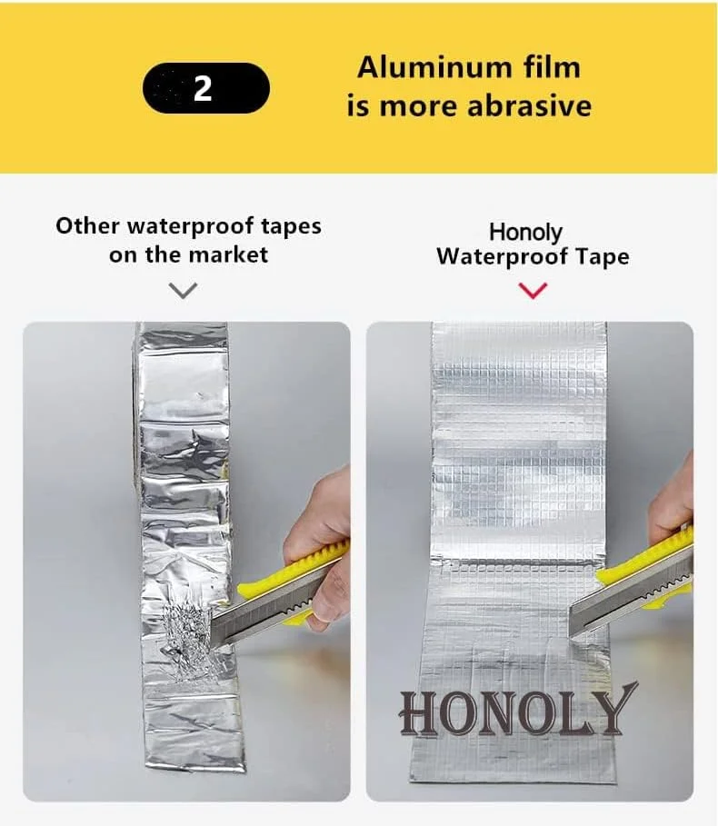 نوار آلومینیومی ضد آب تعمیر نشتی Honoly، نوار آب بندی برای نشتی لوله، راه حل نشتی آب سقف، نوار چسب ضد آب، نوار لاستیکی بوتیل (5 سانتی متر × 5 متر) (بسته 1 عددی)