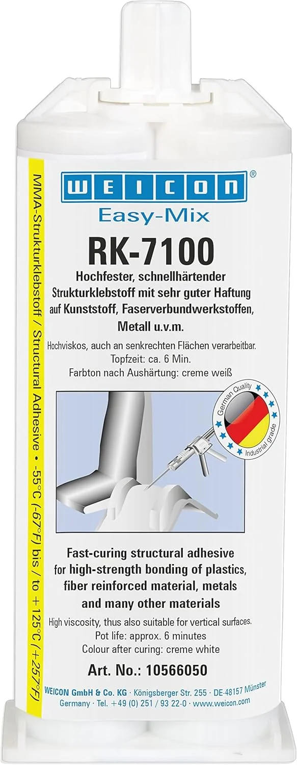 چسب اکریلیک ساختاری WEICON Easy-Mix RK-7100 وزن 50 گرم برای پلاستیک، فلز، سرامیک