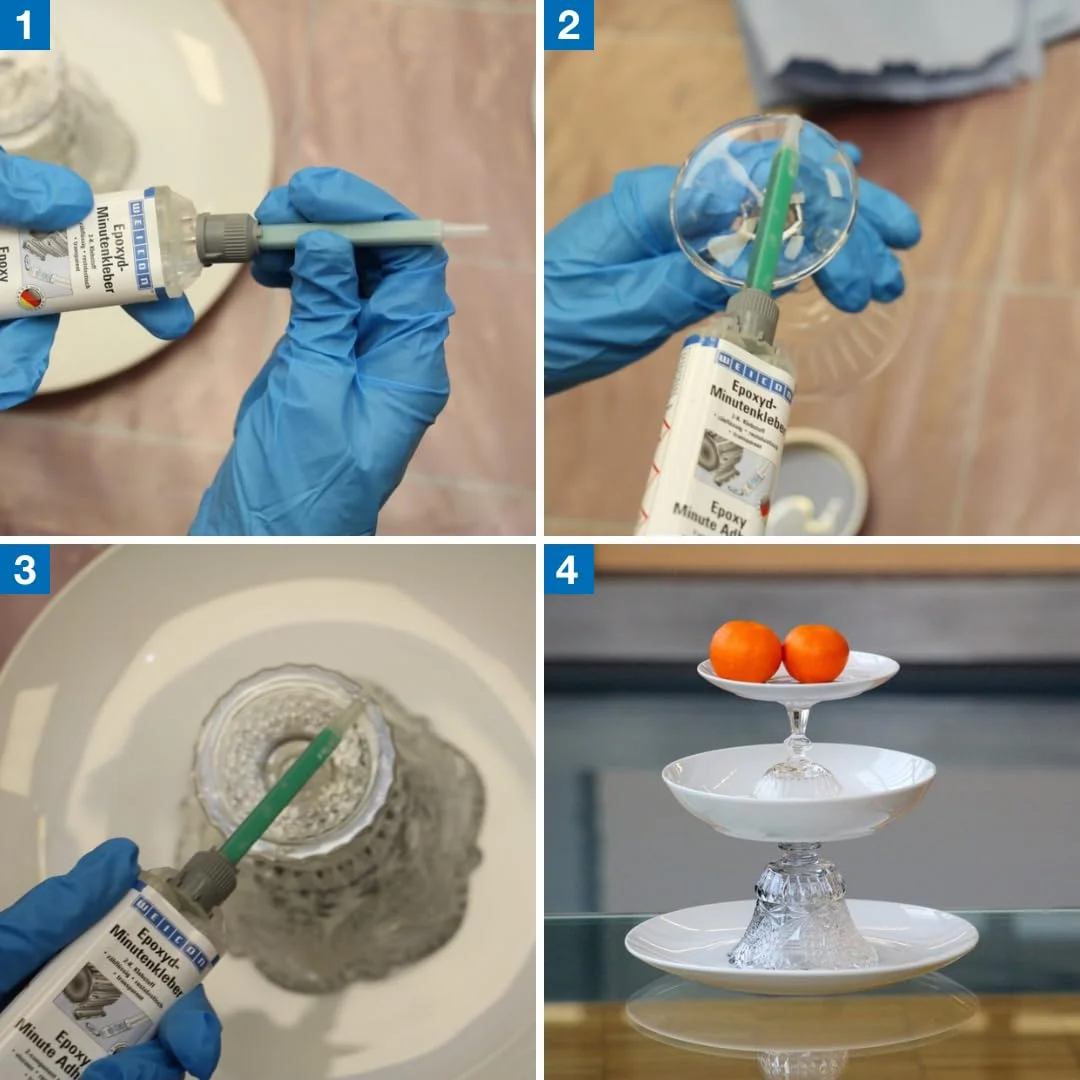 چسب اپوکسی فوری WEICON به همراه نازل مخلوط کننده | 24 میلی لیتر | چسب اپوکسی دو جزئی سرنگی دوقلو