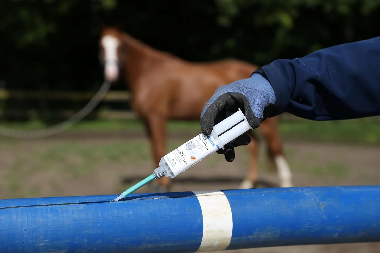 چسب اپوکسی فوری WEICON به همراه نازل مخلوط کننده | 24 میلی لیتر | چسب اپوکسی دو جزئی سرنگی دوقلو