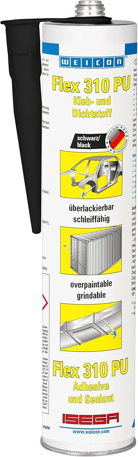 چسب پلی یورتان WEICON Flex 310 PU | 300 میلی لیتر | مشکی | چسب مونتاژ و درزگیر برای چوب، فلز و غیره