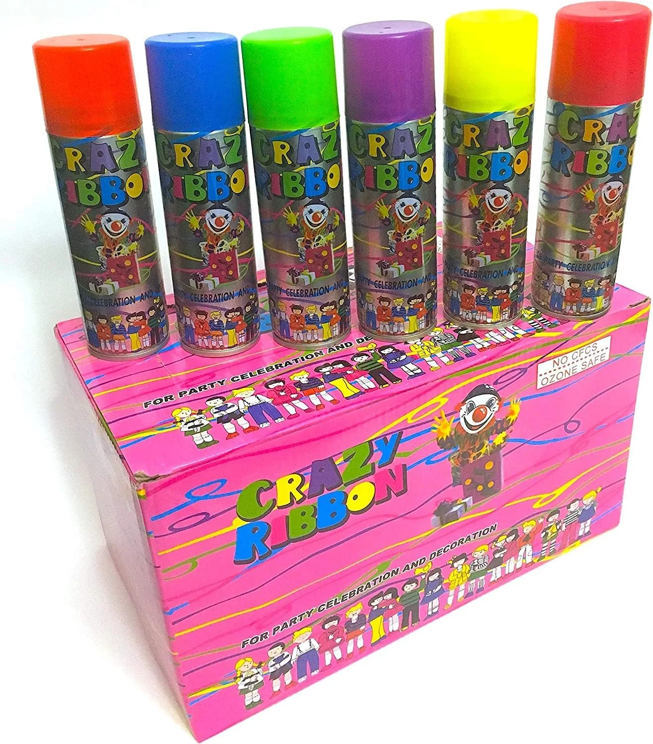 اسپری رشته ای رنگی یومنا مناسب جشن ها و تزئینات مهمانی کودکان، بسته 6 عددی اسپری روبان دیوانه