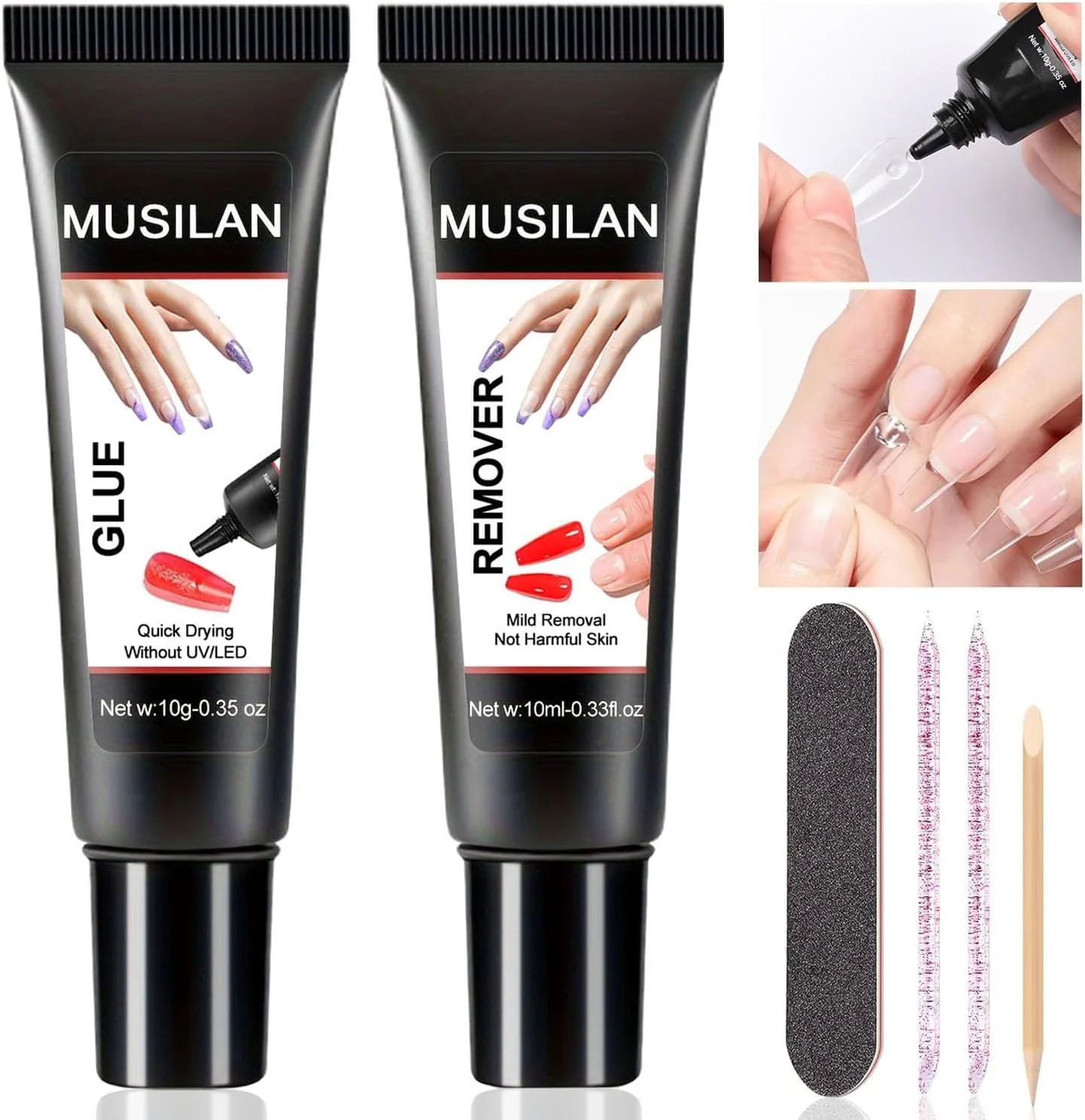 چسب ژل ناخن ارتقا یافته جدید با کیت ریموور، چسب ناخن نیمه جامد فوق العاده قوی و ماندگار برای ناخن مصنوعی، ریموور خشک شونده سریع بدون نیاز به لامپ UV، کیت ناخن های اکریلیک مصنوعی 12 عددی