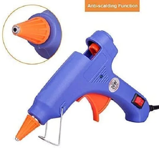 تفنگ چسب حرارتی کوچک ارتقا یافته با 50 عدد چسب، کیت تفنگ چسب با پوشش ضد حرارت قابل جابجایی با ماشه انعطاف پذیر برای پروژه های کوچک صنایع دستی DIY و آب بندی و تعمیرات سریع روزانه 20 وات، آبی