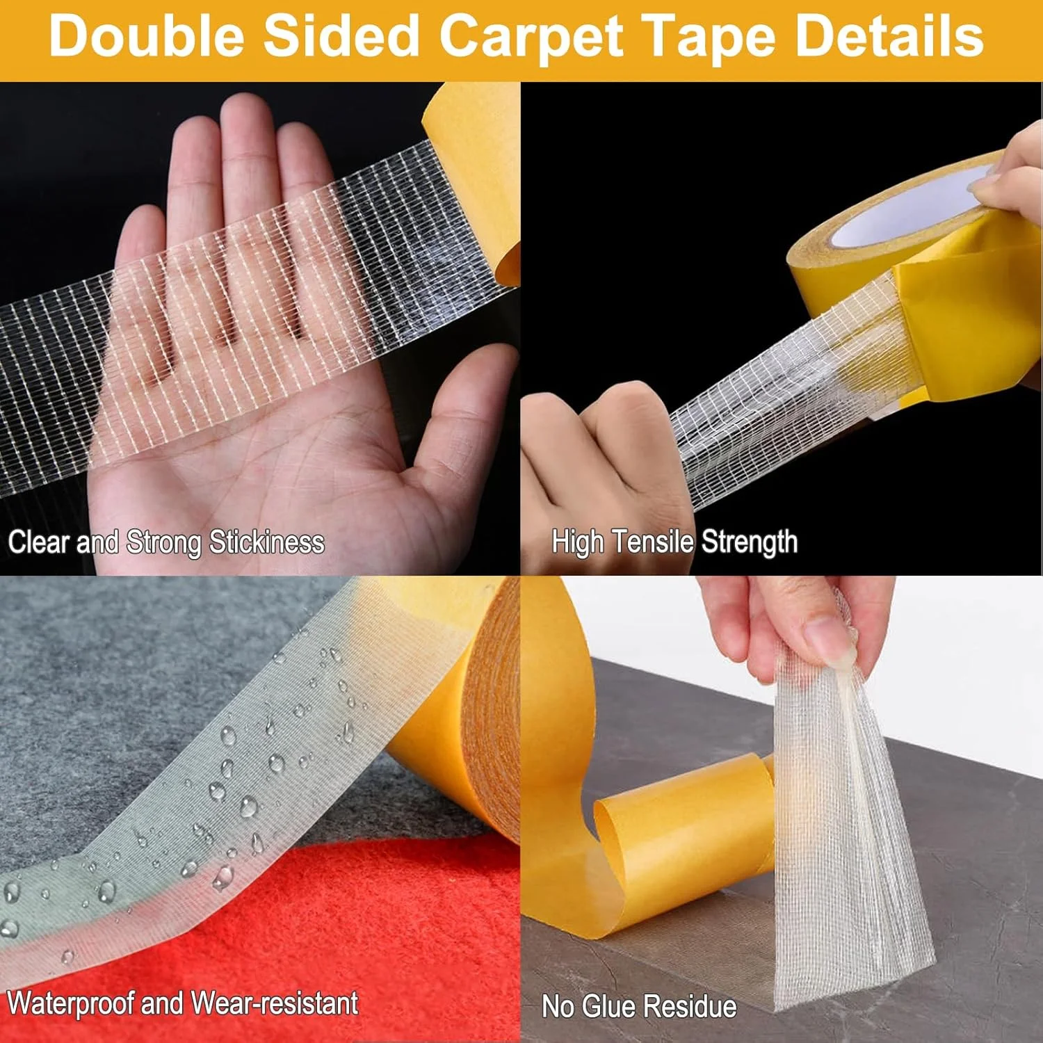 نوار پارچه ای دو طرفه چند منظوره Weishuo، نوار فرش بادوام، نوار شفاف برای لباس، نوار دو طرفه چسب قوی، بدون باقی مانده چسب، چسبندگی بالا، 2.5 سانتی متر در 10 متر نوار پارچه ای دو طرفه چند منظوره Weishuo، نوار فرش بادوام، نوار شفاف برای لباس، نوار دو طرفه چسب قوی، بدون باقی مانده چسب، چسبندگی بالا، 2.5 سانتی متر در 10 متر