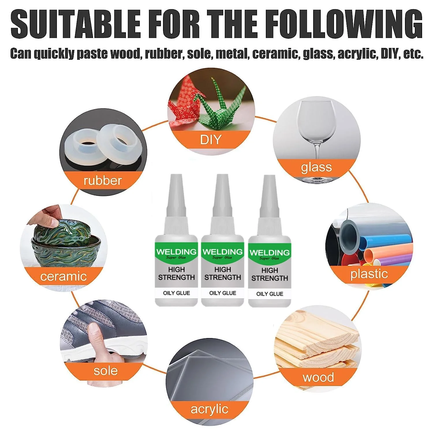 چسب روغنی جوشکاری با استحکام بالا، بسته 3 عددی چسب ژله ای فوق العاده، چسبندگی قوی و فوری، خشک شدن سریع، چسب تعمیر برای کفش، سرامیک، چینی، فلز، پلاستیک، چوب، چرم، شیشه، مدل های چاپ سه بعدی (50 گرم/1 عدد)