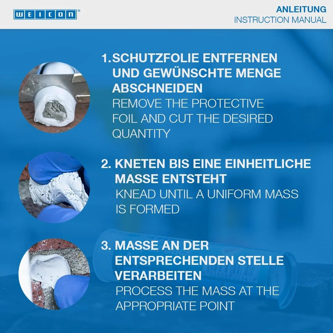 چسب بتن WEICON | 115 گرم | چسب اپوکسی رزین مخصوص دو جزئی برای تعمیرات سریع سطوح بتنی، سنگی و سرامیکی