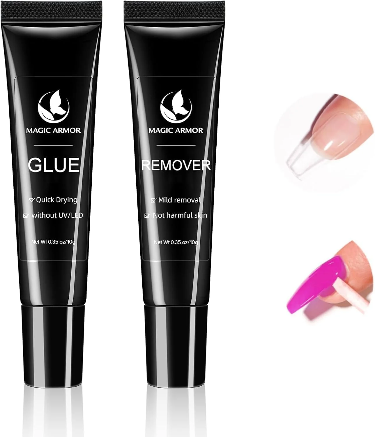 چسب ژل ناخن ارتقا یافته و پاک کننده سریع چسب ناخن، چسب ناخن جدید بدون نیاز به لامپ UV برای ناخن های مصنوعی، فوق العاده قوی برای نوک ناخن ها، به راحتی چسب ناخن را پاک می کند، ماندگاری طولانی، کیت چسب ناخن اکریلیک مصنوعی