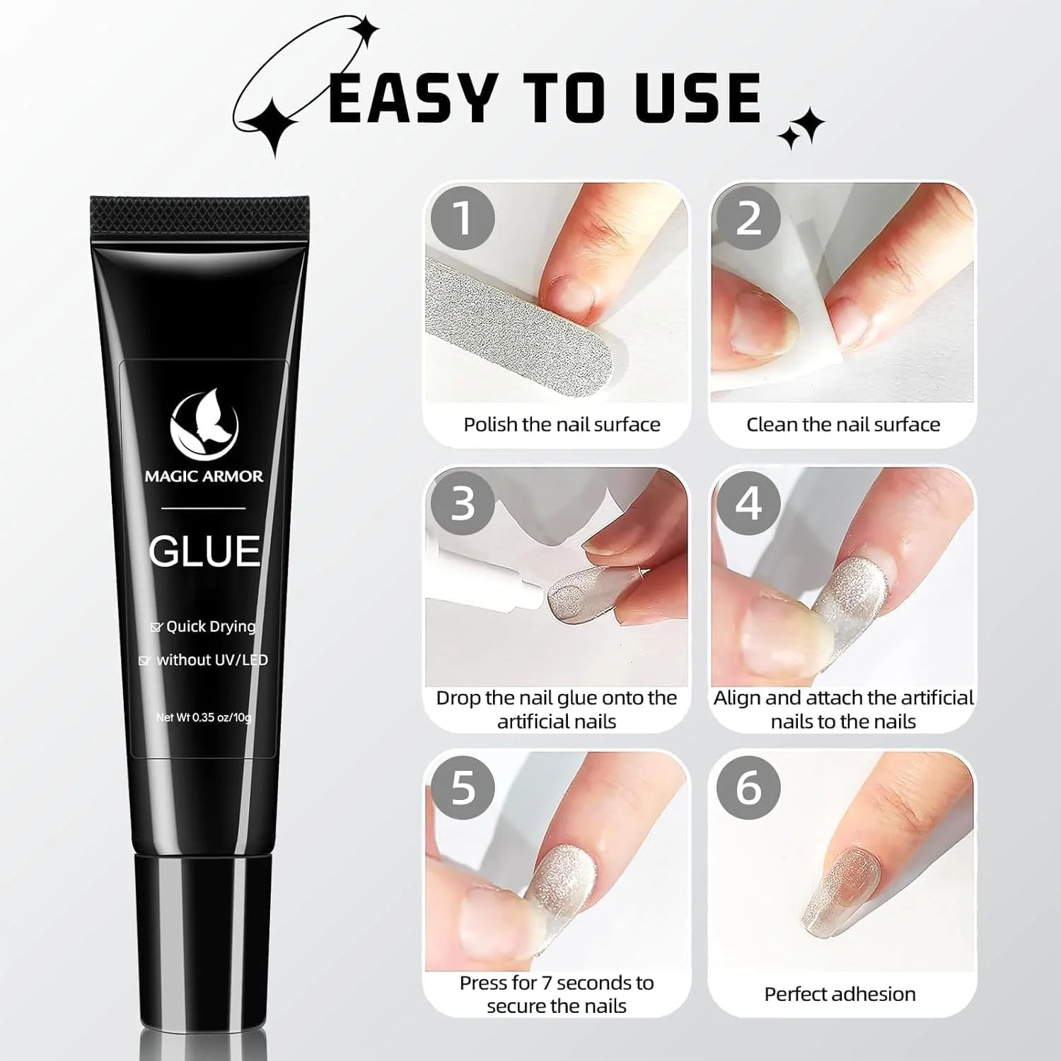 چسب ژل ناخن ارتقا یافته و پاک کننده سریع چسب ناخن، چسب ناخن جدید بدون نیاز به لامپ UV برای ناخن های مصنوعی، فوق العاده قوی برای نوک ناخن ها، به راحتی چسب ناخن را پاک می کند، ماندگاری طولانی، کیت چسب ناخن اکریلیک مصنوعی