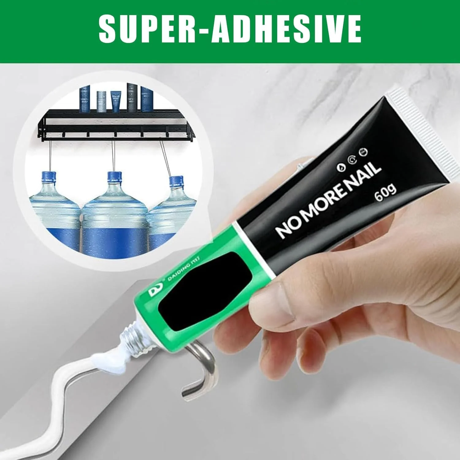 چسب همه کاره دو عددی، چسب قوی ضد آب بدون نیاز به سوراخکاری، مناسب برای کاشی، دیوار، آشپزخانه، حمام، قلاب و مصارف ساختمانی (60 گرم)