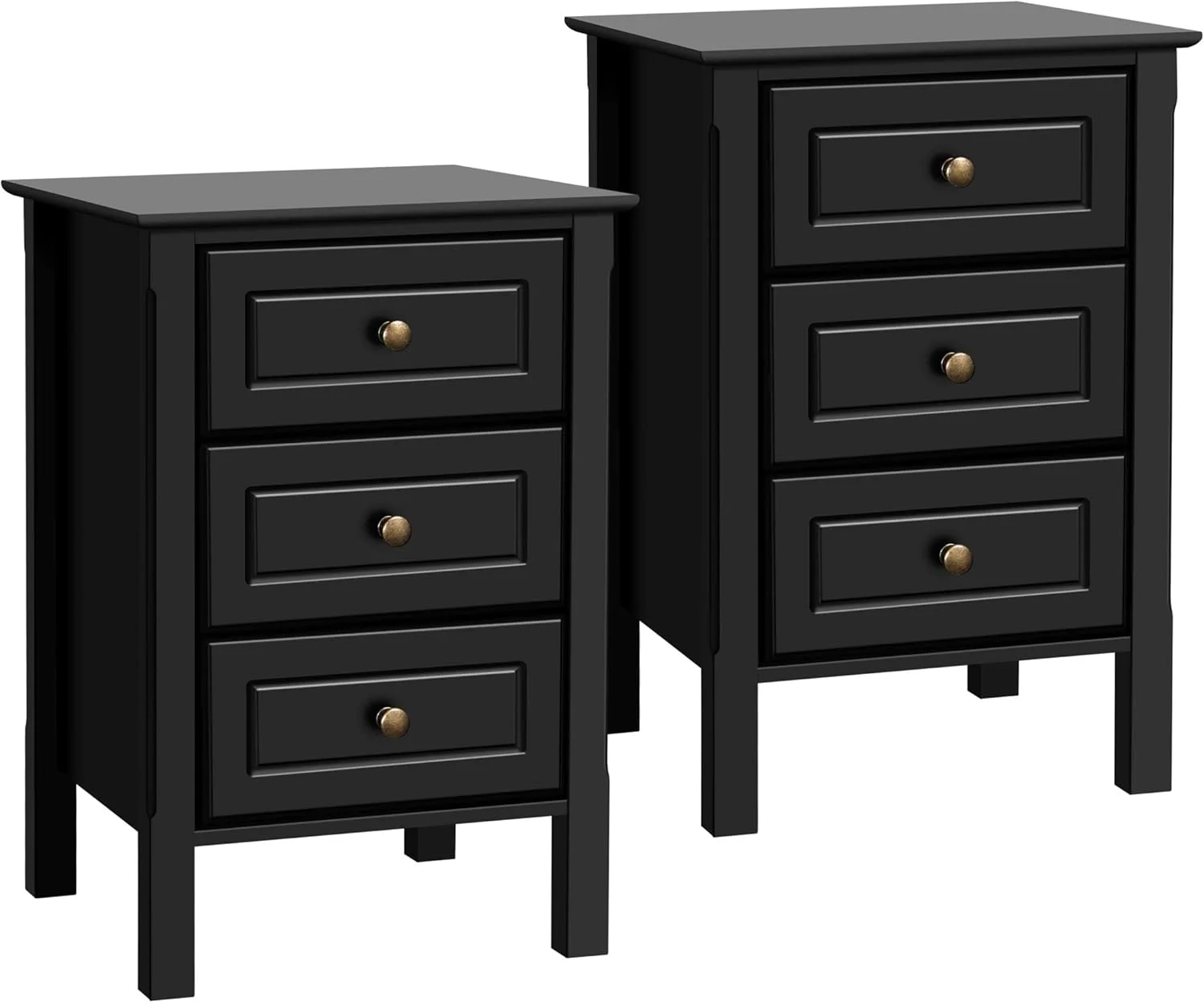 Yaheetech ست 2 عددی میز کنار تختی، میز عسلی چوبی 3 کشویی، میز تلفن مدرن کنار مبل برای فضاهای کوچک، مونتاژ آسان، مشکی Yaheetech ست 2 عددی میز کنار تختی، میز عسلی چوبی 3 کشویی، میز تلفن مدرن کنار مبل برای فضاهای کوچک، مونتاژ آسان، مشکی