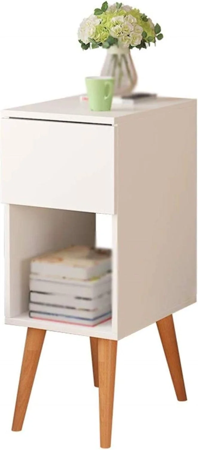 میز کنار تختی ZXM سفید مربع کوچک دارای کشو مناسب برای نگهداری کتاب، مجله، میز چای 40 * 30 * 60 سانتی متر میز کنار تختی ZXM سفید مربع کوچک دارای کشو مناسب برای نگهداری کتاب، مجله، میز چای 40 * 30 * 60 سانتی متر