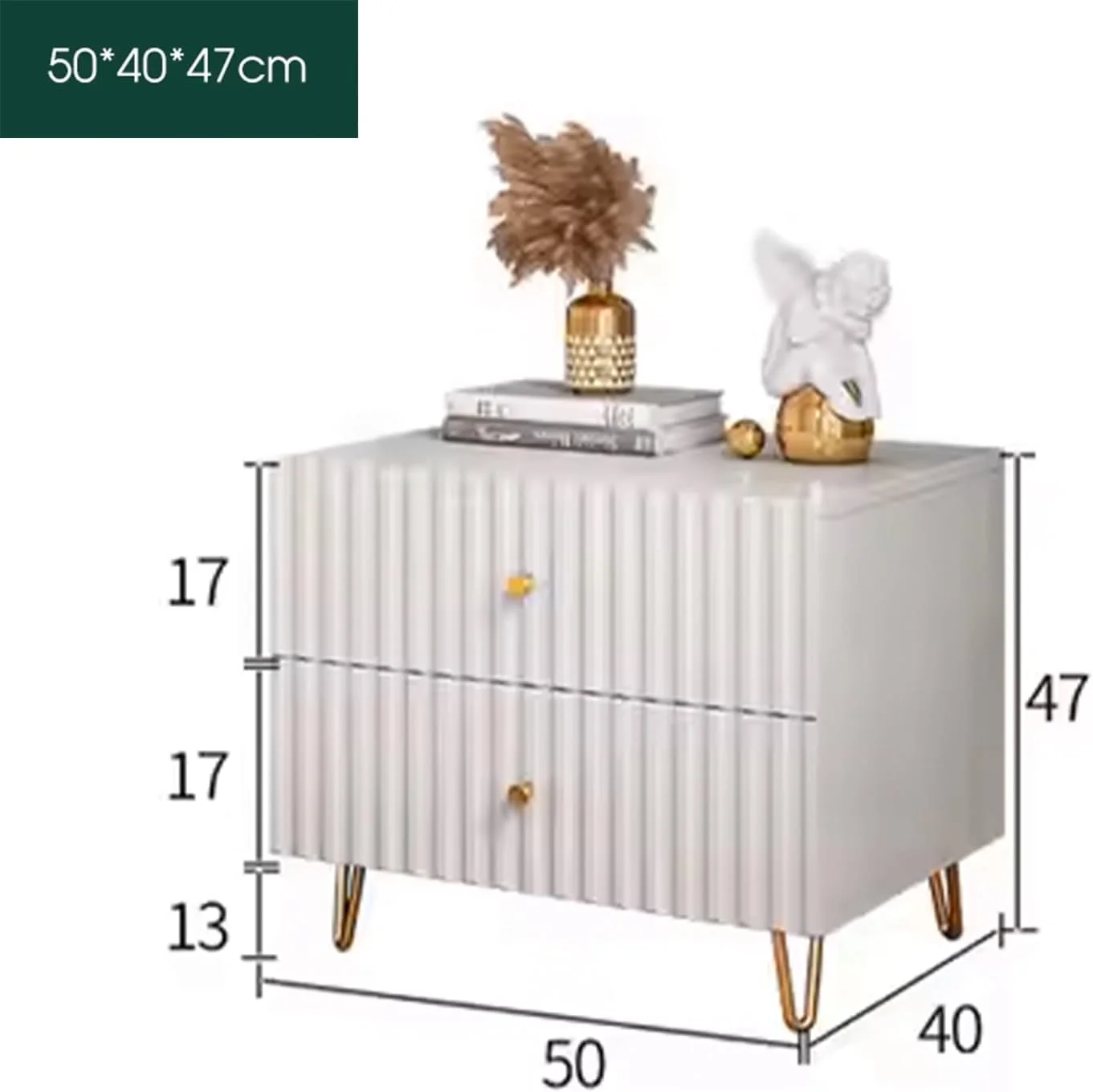 میز پاتختی مدرن YXYKPPET با روکش براق و 2 کشو، طراحی راه راه شیاردار به سبک مدرن اواسط قرن با پایه های فلزی طلایی، سفید و طلایی میز پاتختی مدرن YXYKPPET با روکش براق و 2 کشو، طراحی راه راه شیاردار به سبک مدرن اواسط قرن با پایه های فلزی طلایی، سفید و طلایی