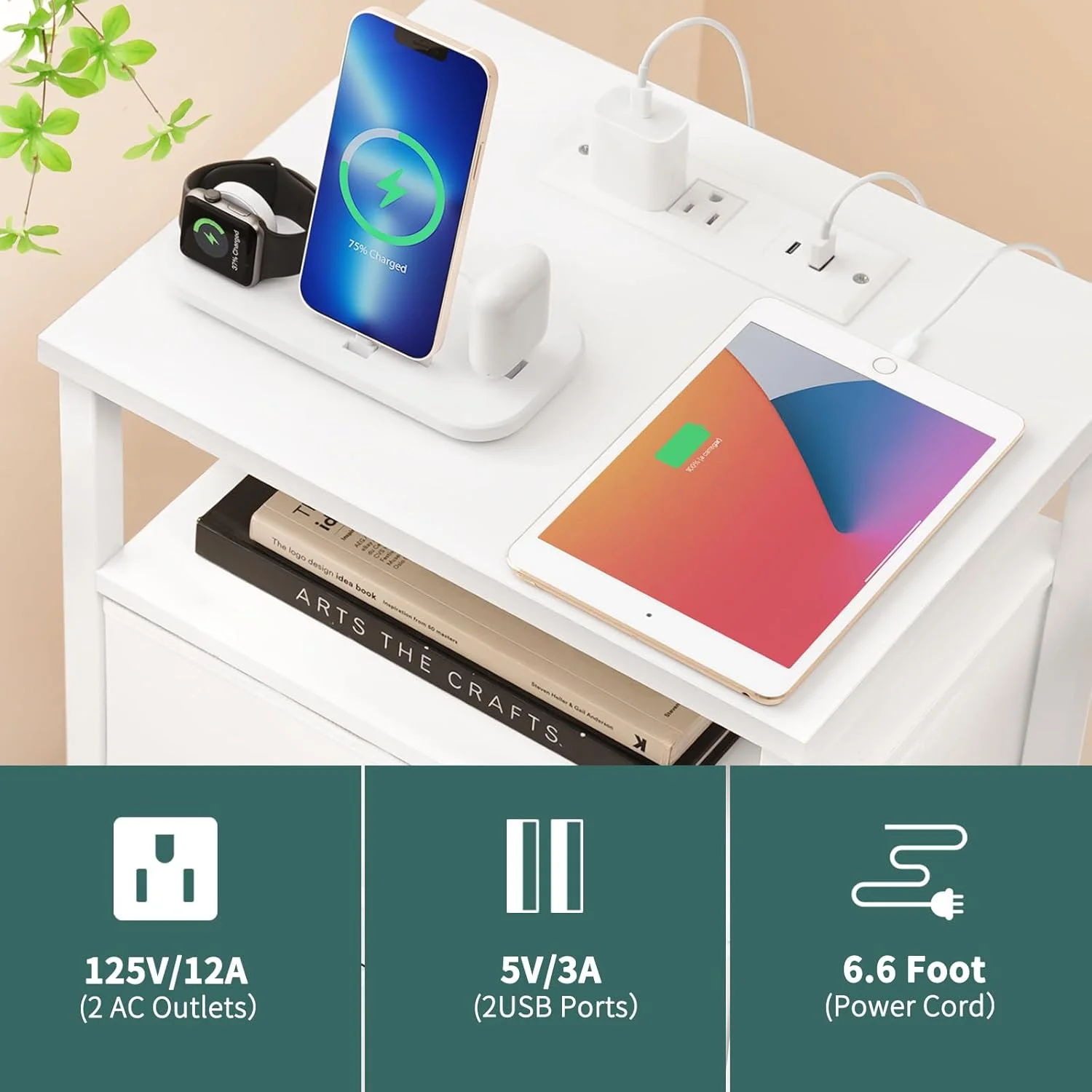 Yoobure - میز کنار تختی با ایستگاه شارژ، 16 رنگ LED با پورت های USB و پریز، میز کنار تختی با 3 کشو پارچه ای و قفسه ذخیره سازی، کمد کوچک کنار تختی برای Yoobure - میز کنار تختی با ایستگاه شارژ، 16 رنگ LED با پورت های USB و پریز، میز کنار تختی با 3 کشو پارچه ای و قفسه ذخیره سازی، کمد کوچک کنار تختی برای