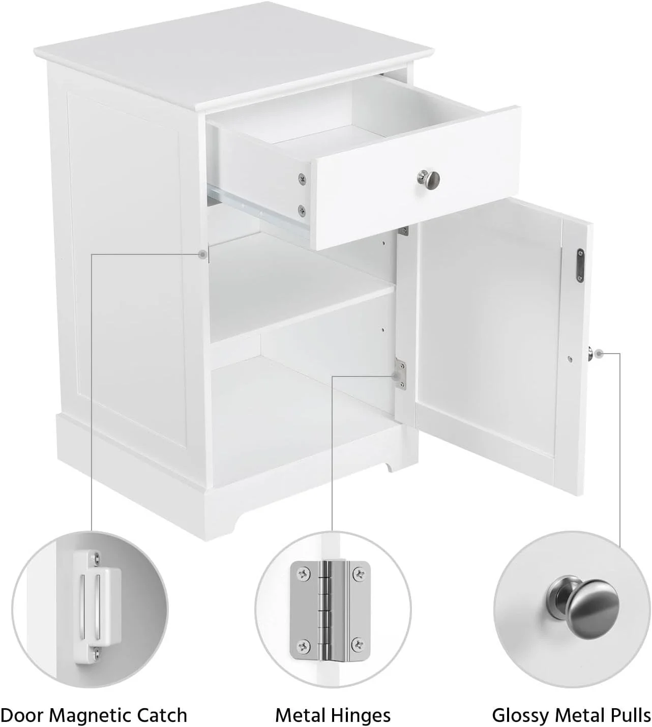 میز کنار تختی Yaheetech، کابینت کنار تختی با کشو و درب، میز کنار مبل چوبی با قفسه قابل تنظیم ارتفاع، میز انتهایی مدرن با کمد برای اتاق خواب/اتاق نشیمن/فضای کوچک، سفید میز کنار تختی Yaheetech، کابینت کنار تختی با کشو و درب، میز کنار مبل چوبی با قفسه قابل تنظیم ارتفاع، میز انتهایی مدرن با کمد برای اتاق خواب/اتاق نشیمن/فضای کوچک، سفید