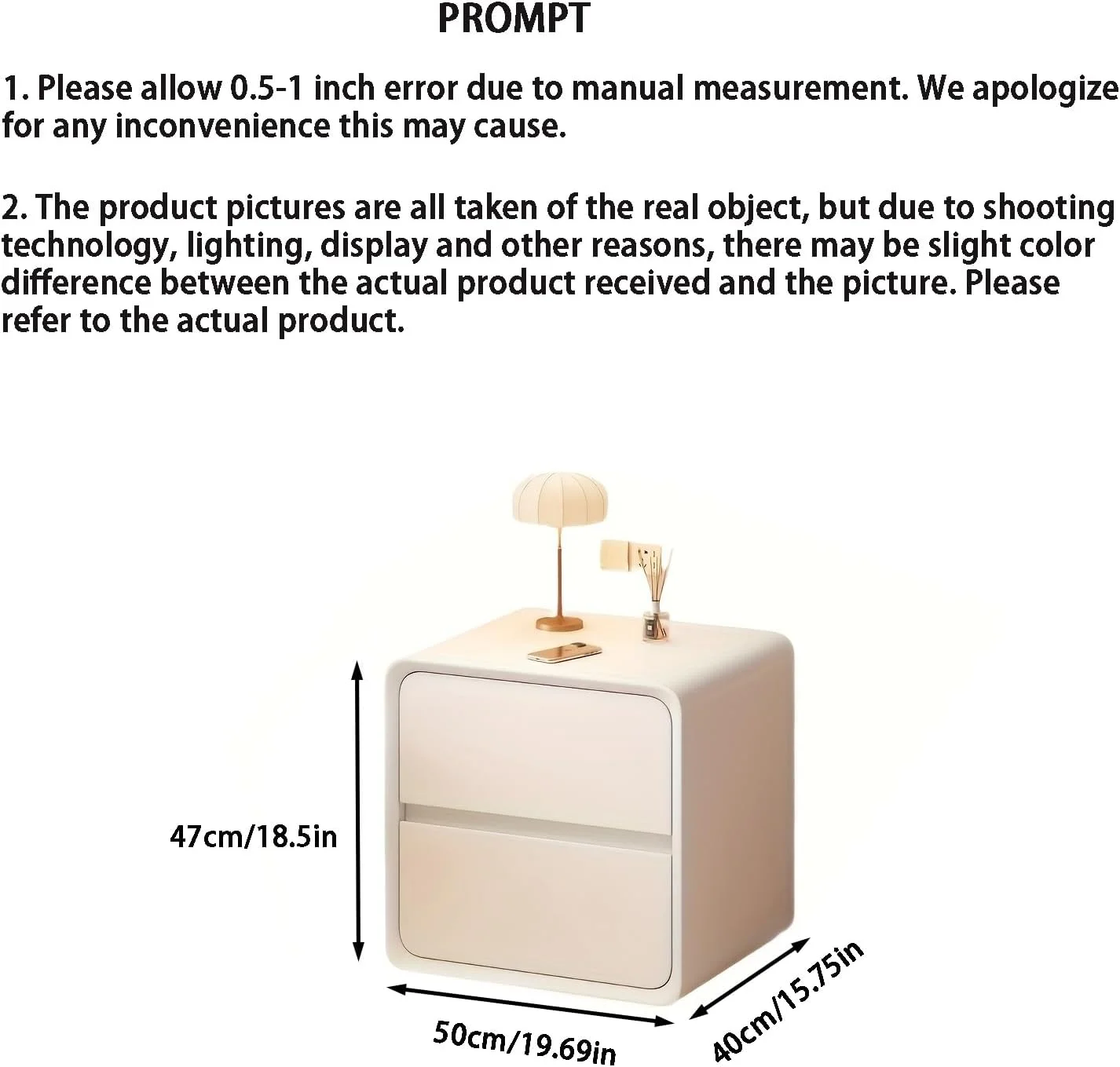 میز کنار تختی مدرن و مینیمال XINYUEMAIC، میز لبه چوب جامد با 2 کشو، روکش چرمی، کابینت ذخیره سازی لوکس بدون نیاز به نصب، مناسب برای اتاق نشیمن و اتاق خواب [بژ]