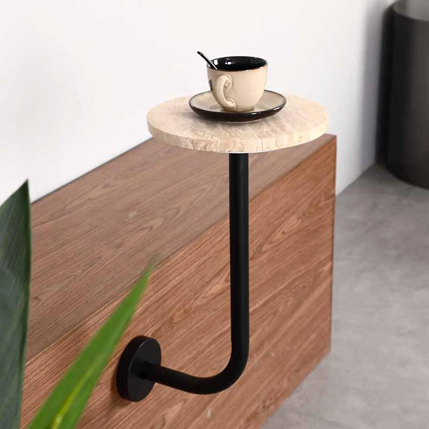 میز عسلی گرد مدرن Xering با رویه تراورتن، میز جانبی/پایه گلدان برای ورودی بالکن، میز کنار تختی دیواری میز عسلی گرد مدرن Xering با رویه تراورتن، میز جانبی/پایه گلدان برای ورودی بالکن، میز کنار تختی دیواری