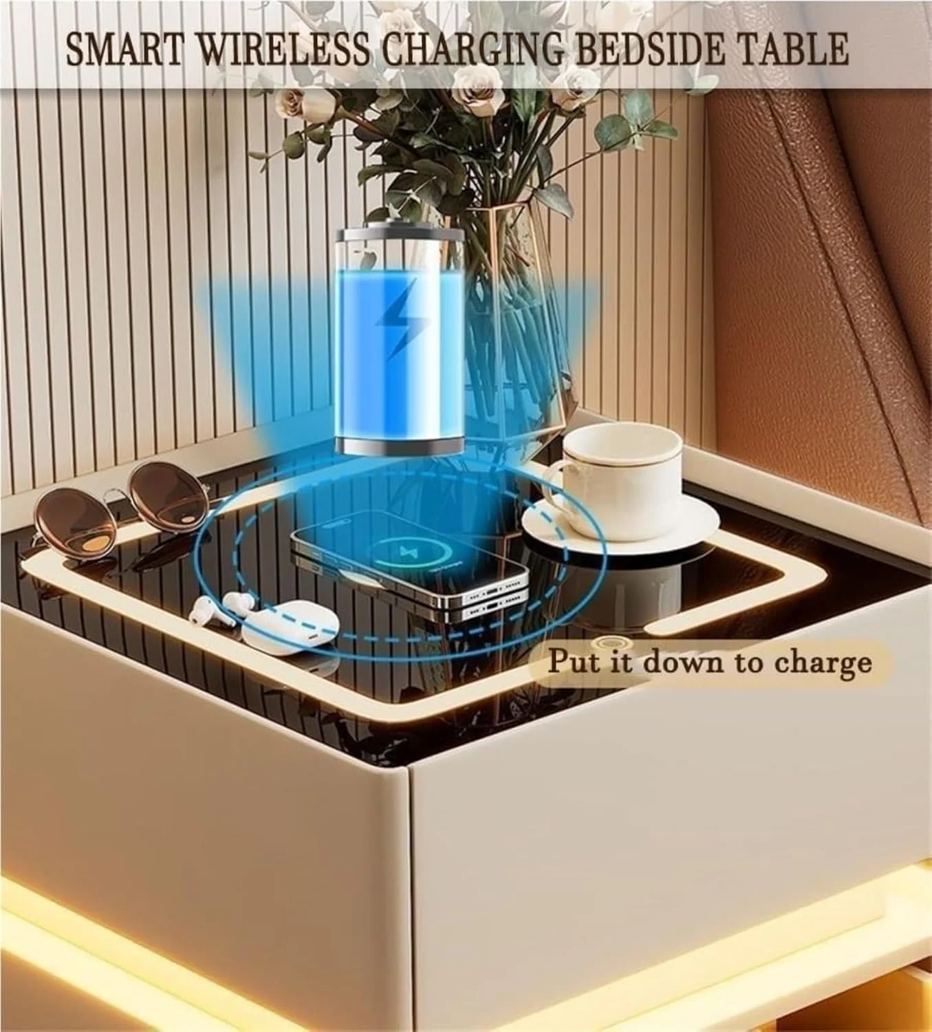 میز کنار تختی مدرن XISICIAO، میز شب هوشمند با ایستگاه شارژ بی سیم و قفل، میز شب با 2 کشو برای اتاق خواب، بدون نیاز به نصب (سفید، 40 * 40 * 50 سانتی متر) میز کنار تختی مدرن XISICIAO، میز شب هوشمند با ایستگاه شارژ بی سیم و قفل، میز شب با 2 کشو برای اتاق خواب، بدون نیاز به نصب (سفید، 40 * 40 * 50 سانتی متر)