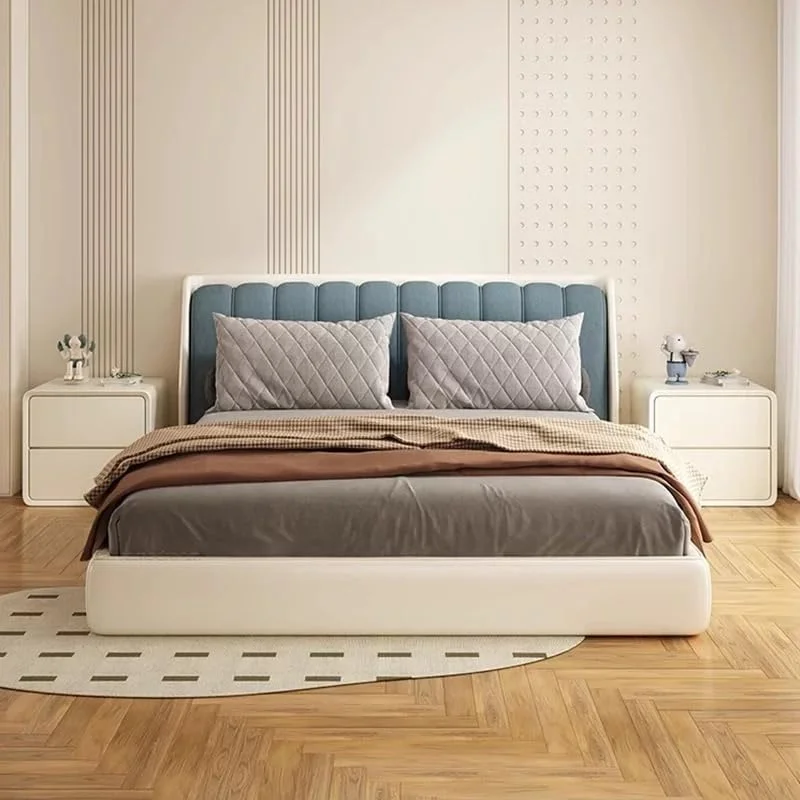 میز کنار تختی مدرن و مینیمال XINYUEMAIC، میز لبه چوب جامد با 2 کشو، روکش چرمی، کابینت ذخیره سازی لوکس بدون نیاز به نصب، مناسب برای اتاق نشیمن و اتاق خواب [بژ]