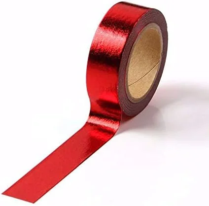 نوار چسب واشی فویلی یکدست Syntego، تزئینی، خود چسب، 15 میلی متر × 10 متر (قرمز)