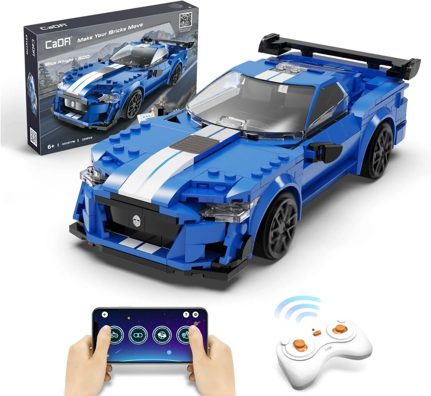 اسباب بازی های ساختنی CaDA STEM برای پسران 6، 8، 9، 10+ ساله، کیت بلوک ماشین کنترلی از راه دور با برنامه APP قابل برنامه ریزی، اسباب بازی های ساختنی RC ورزشی، مدل ماشین 295 قطعه ای هدیه تولد برای کودکان 8+ سال… (آبی)
