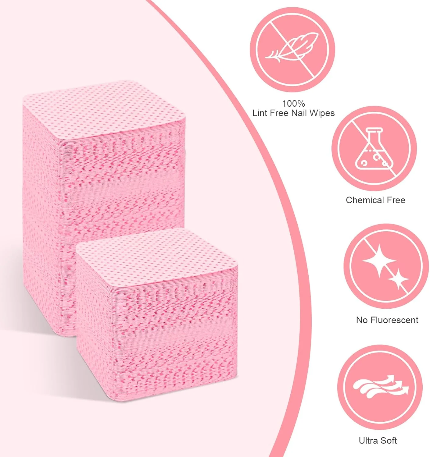 پدهای بدون پرز ناخن، 540 عدد پد پاک کننده لاک ناخن، پدهای فوق العاده نرم و جاذب برای پاک کردن لاک ناخن و اکستنشن مژه برای طراحی ناخن